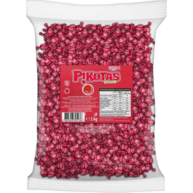 CARAMELOS PIKOTAS CEREZA BOLSA 200 UDS 2 KG