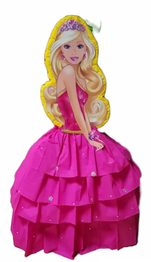 PIÑATA BARBIE CON VESTIDO DE VOLANTES